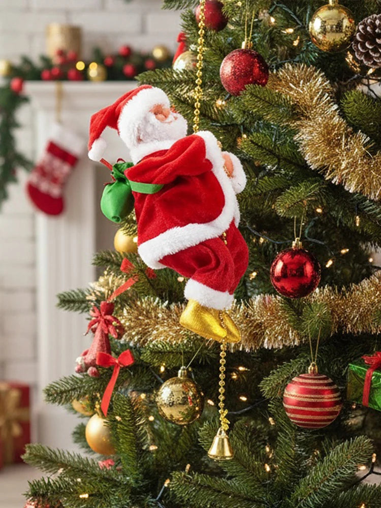 Animated Electric Santa Claus on Rope with Music Christmas Ornament for Party Home Door