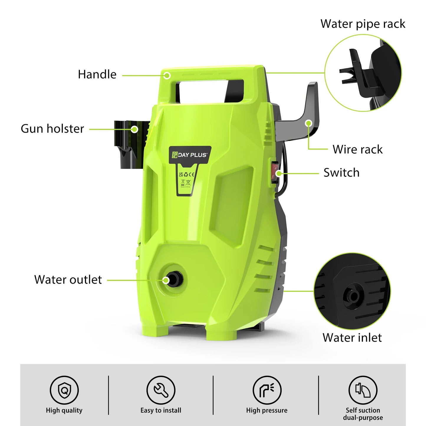 DayPlus 5000W High Pressure Washer Portable Jet  Car Patio Garden Driveway Cleaner 350Bar/5000PSI