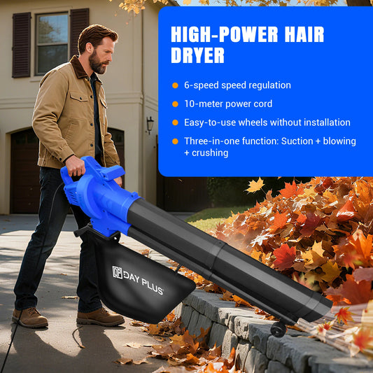 Leaf Blower 3500W 3-in-1 - Blows, Vacuums and Mulches Leaves Grass with Variable Blow Speed 35L Bag and 10m Cable