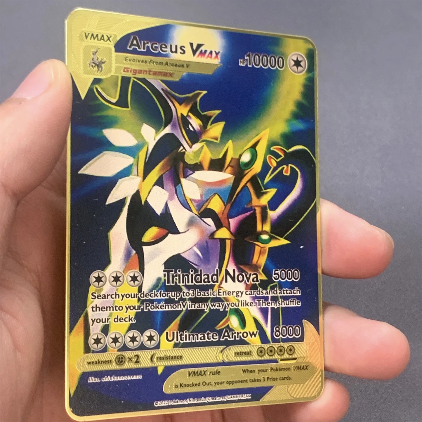 10000 Arceus Vmax DIY Golden Pokemon Metal Cards English in Iron Pokmo Letters Collection Card