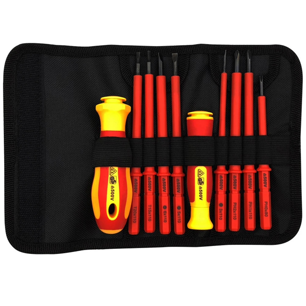 10Pcs Interchangeable Blade VDE Insulated Screwdriver Set with Case Magnetic 500V