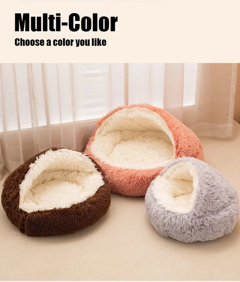 2 in 1 Soft Plush Pet Bed 50CM with Cover Round Pet Puppy Mattress for Small Dogs Cats