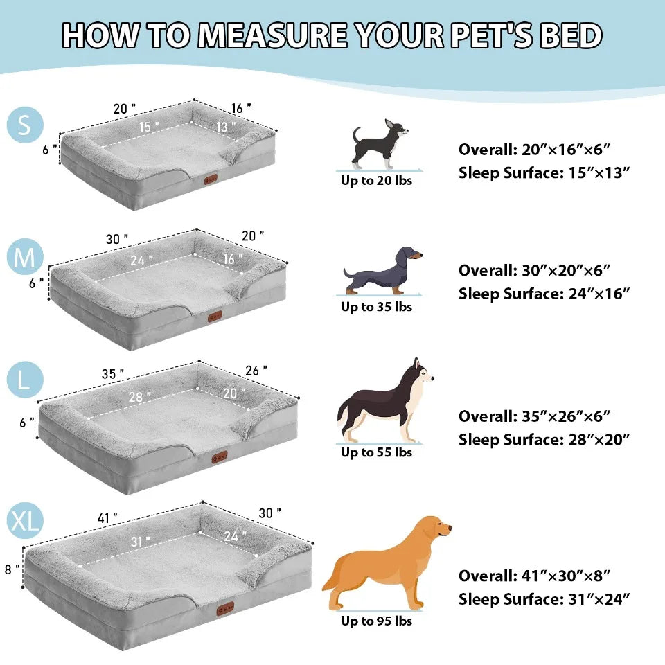 4 Seasons Large Dog Pet Bed Removable Memory Foam Mattress House for Medium Large Small Pets Sofa Support for Joint Pain Relief