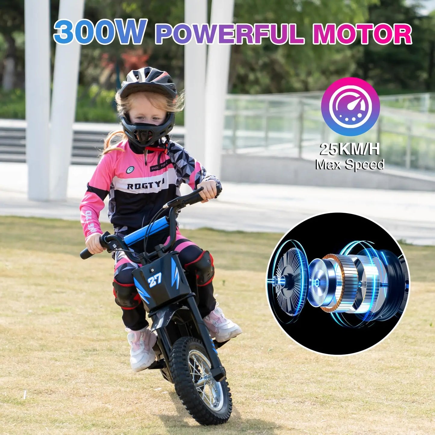 RCB Kids Electric Motorbike for Children, Up to 15.5 MPH & 9.3 Mile Range with 36V 4Ah Motor