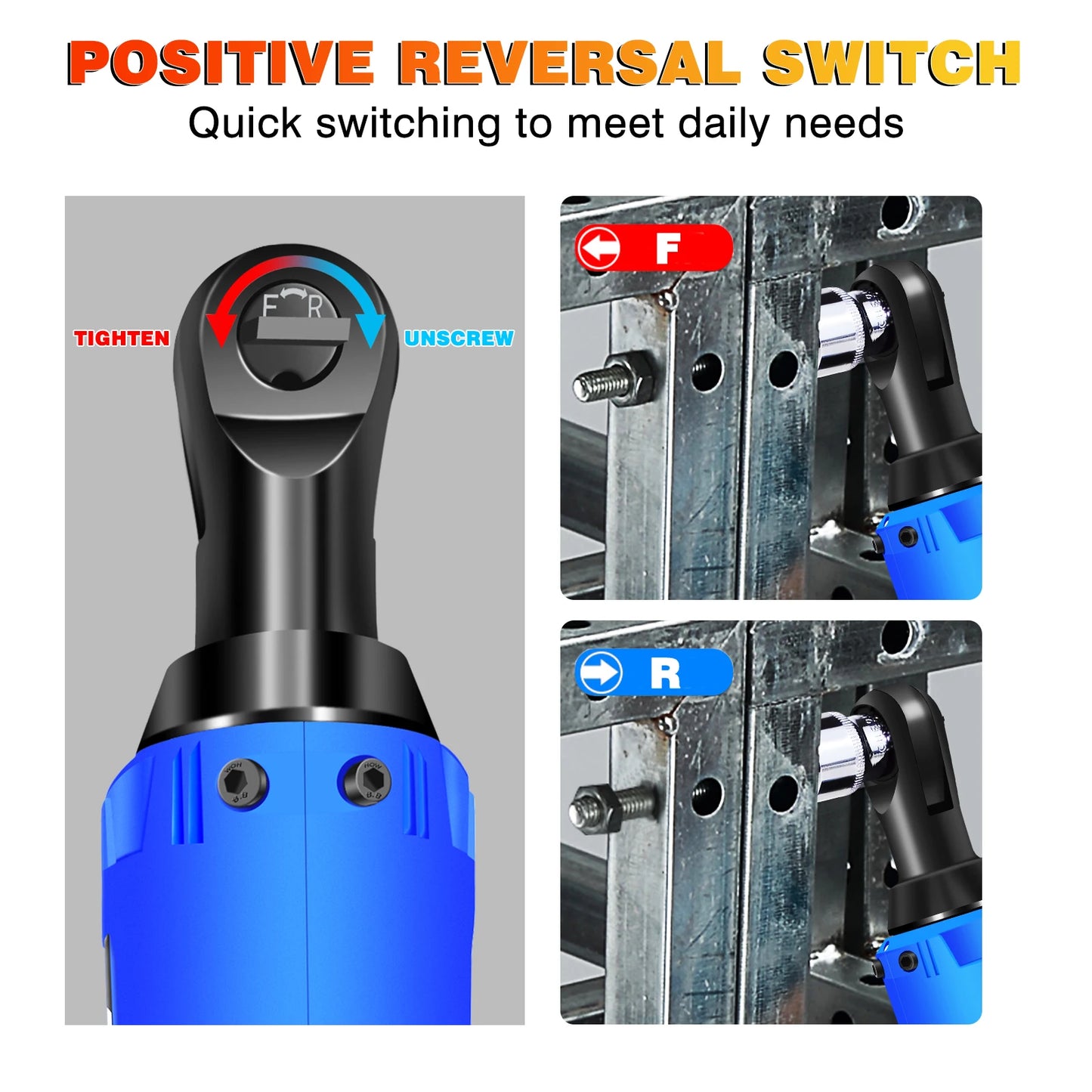 3/8’ 12 V Extended Cordless Ratchet for Car Repair, DIY Work, Automotive