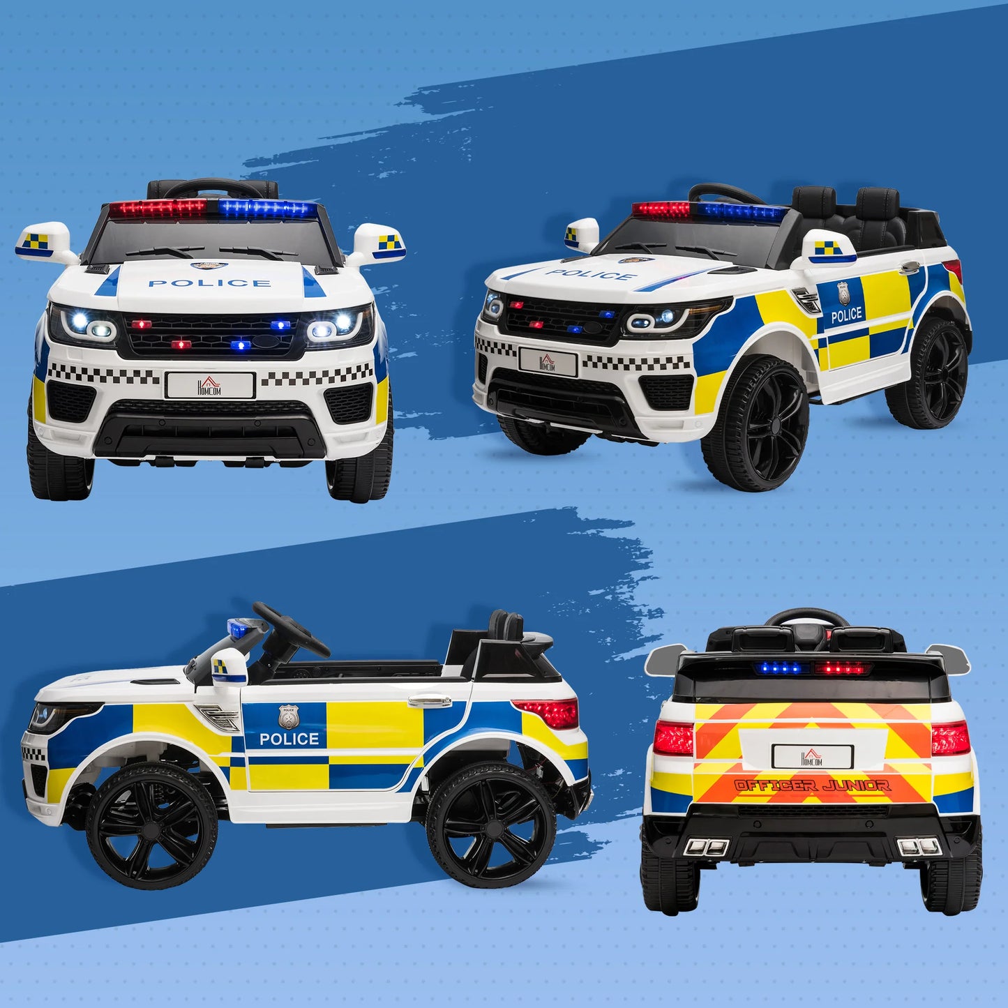 12V Range Rover Police Car Kid Electric Ride On w Remote Siren Bluetooth 3-6 Years