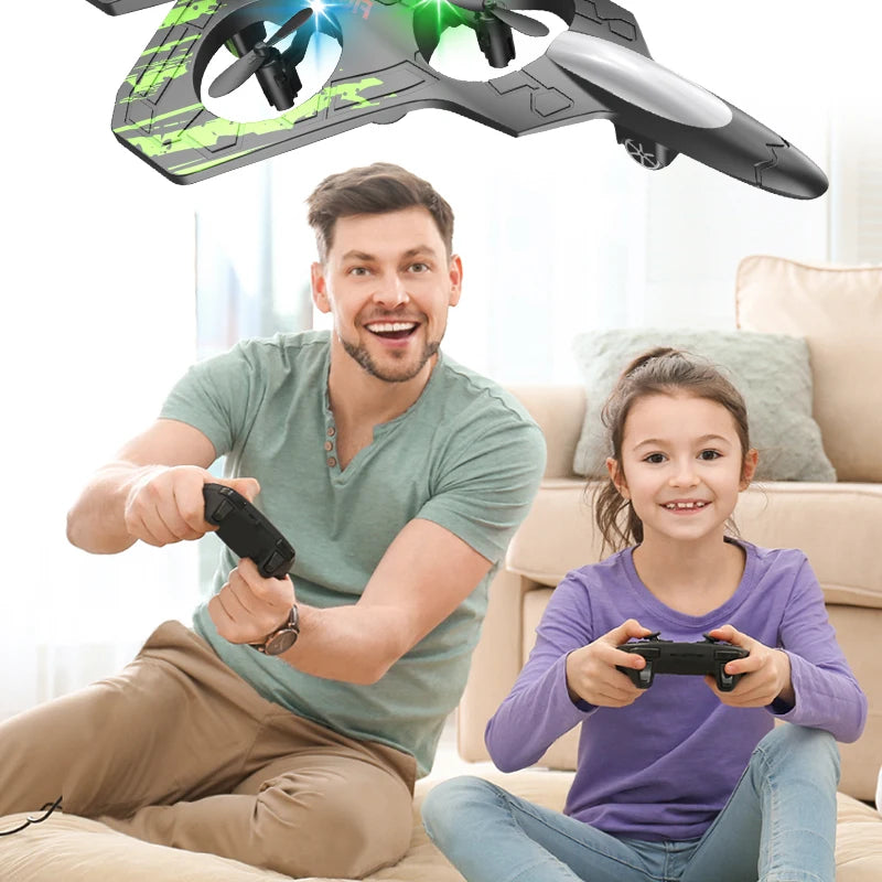 2.4G Remote Control Fighter Electric Foam Glider Stunt Tumbling UAV Helicopter with LED Lights