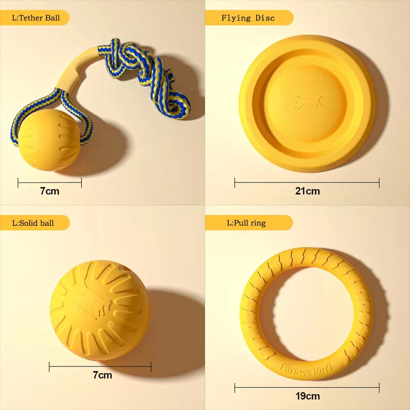 EVA Durable Dog Toys 4 Pack  Flying Disc + Ball + Tug Rope for Puppy&Adult Dogs  Chew-Proof