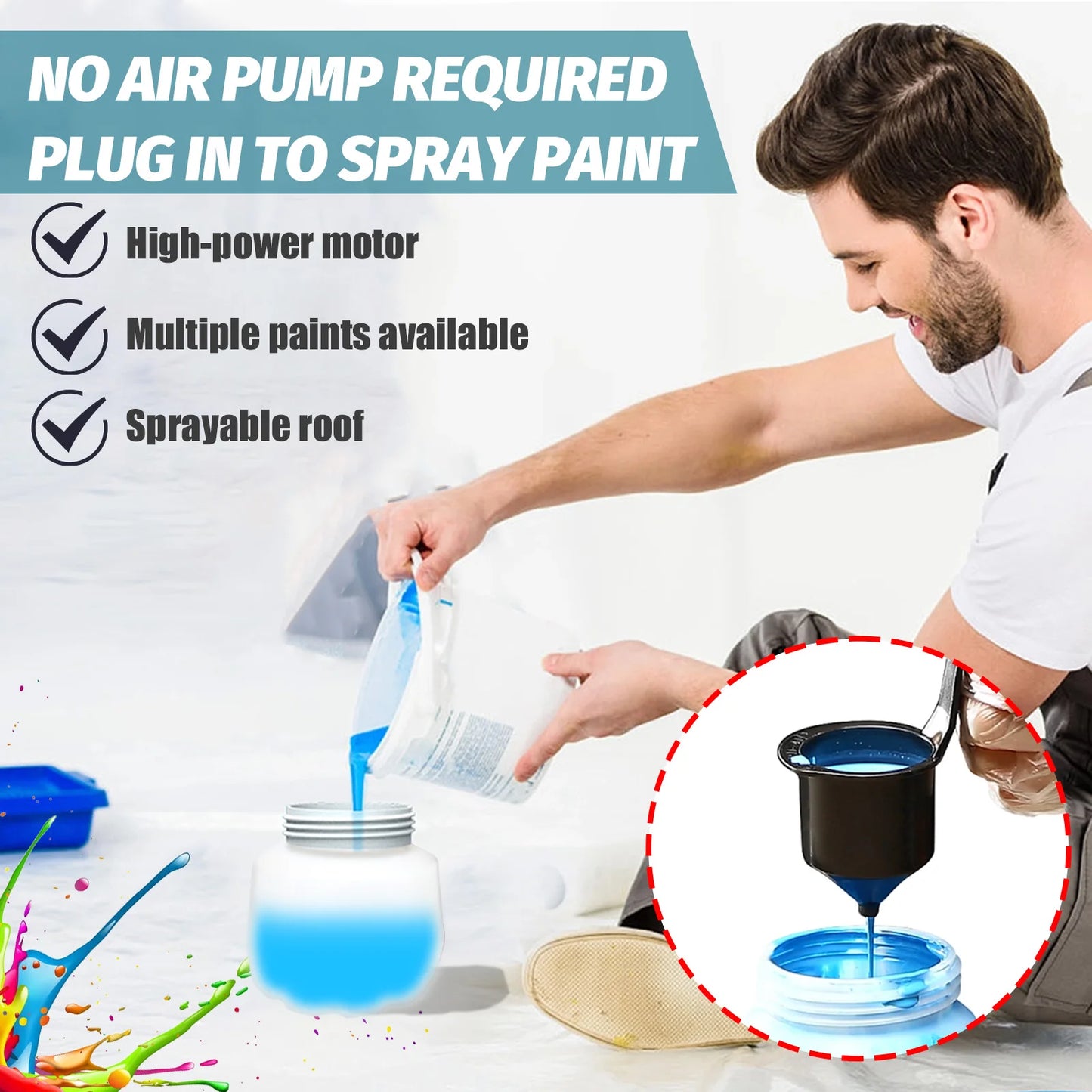 2 Battery Cordless Paint-Sprayer-Spray Gun Airless Home/Outdoor