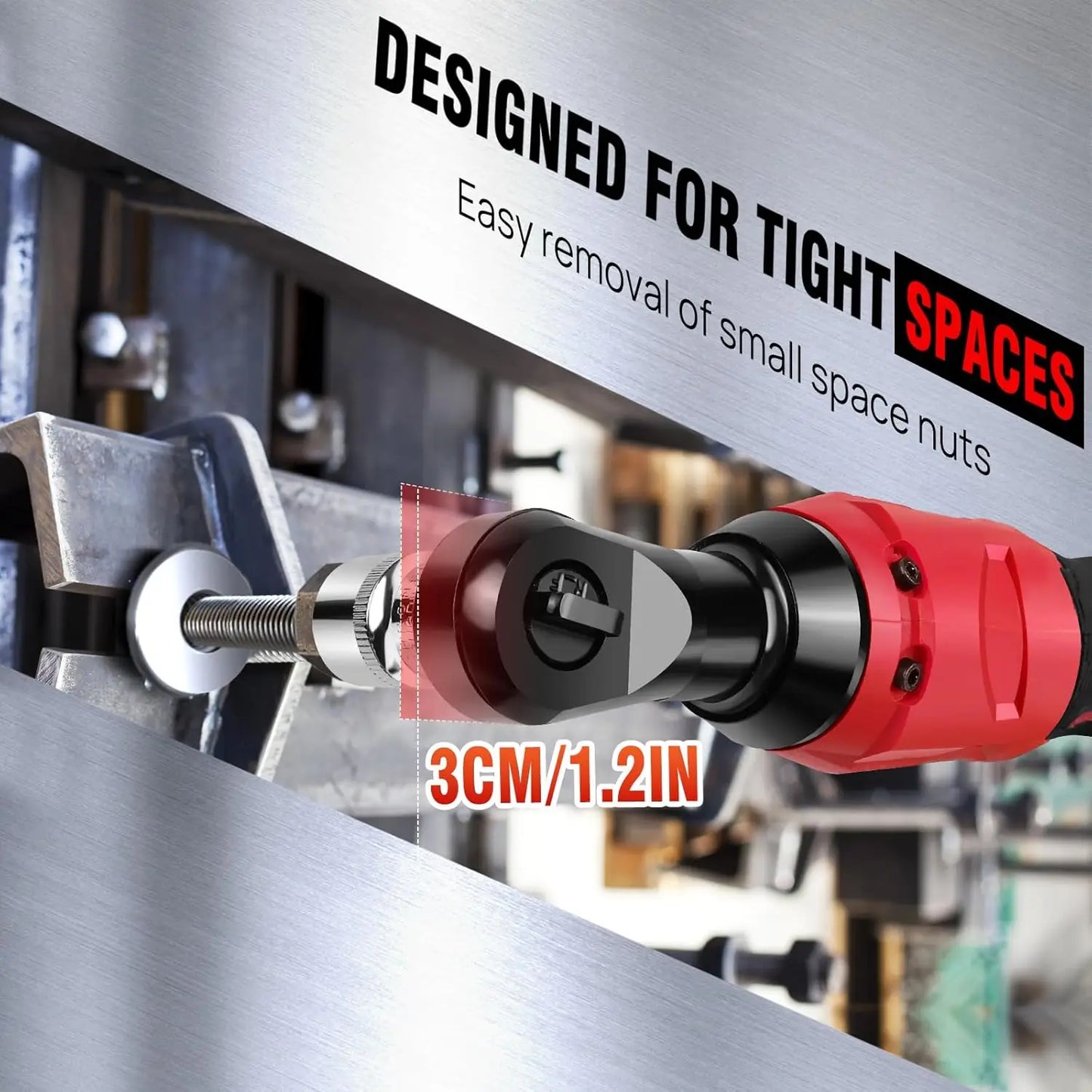 3/8’ 12 V Extended Cordless Ratchet for Car Repair, DIY Work, Automotive