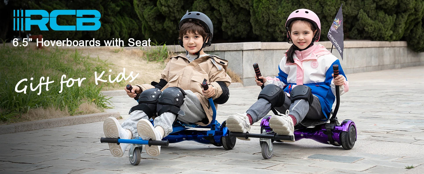 RCB 6.5-Inch Hoverboard with Go-Kart, Non-Slip Tire, LED Lights, Built-in Safety System, Electric Hoverboard for Kids & Adults