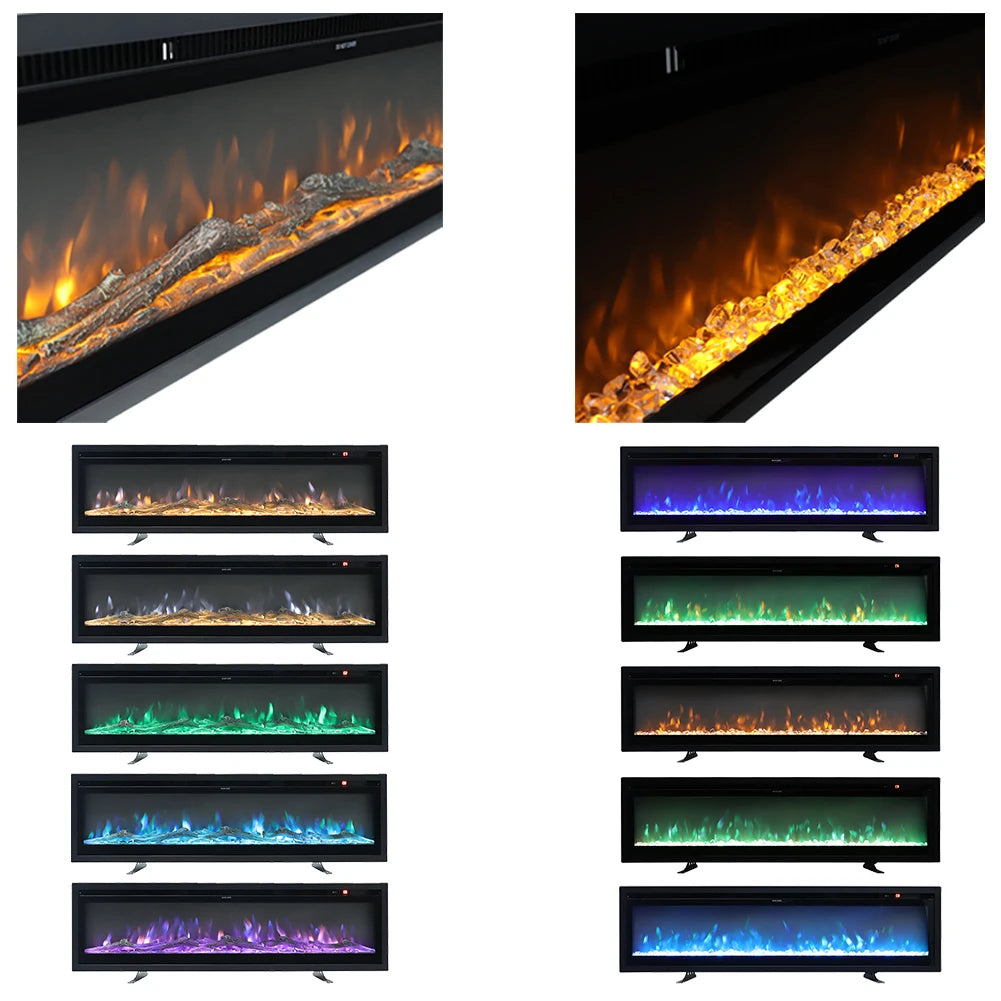 40 Inch Fireplaces LED Recessed Wall Mounted Freestanding Electric Fireplace with Remote Control