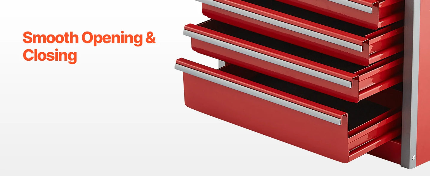 5-Drawer 8.6in Metal Tool Box Red/Black Portable Small Tool Chest with PP Feet Pads for Garage Workshop Tools Storage
