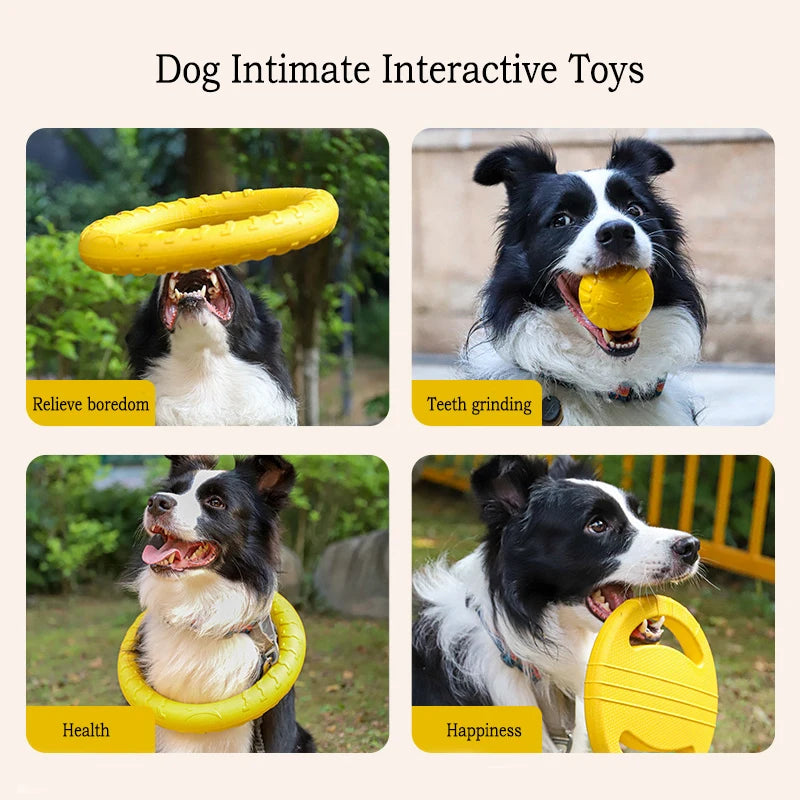 EVA Durable Dog Toys 4 Pack  Flying Disc + Ball + Tug Rope for Puppy&Adult Dogs  Chew-Proof