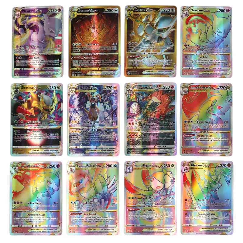60/100Pcs English Pokemon Card 1996 Year Shining Charizard Pikachu Mewtwo trade Card Kids Pokemon Toy