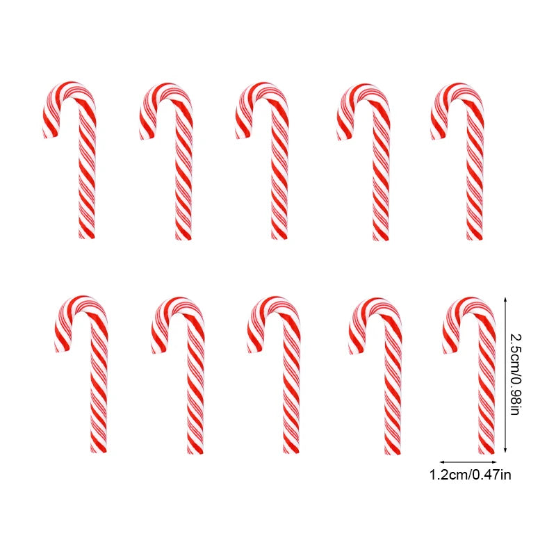 10/30/50Pcs Mini Candy Cane Christmas Decoration Red White Resin Candy DIY Crafts Xmas Home Decor