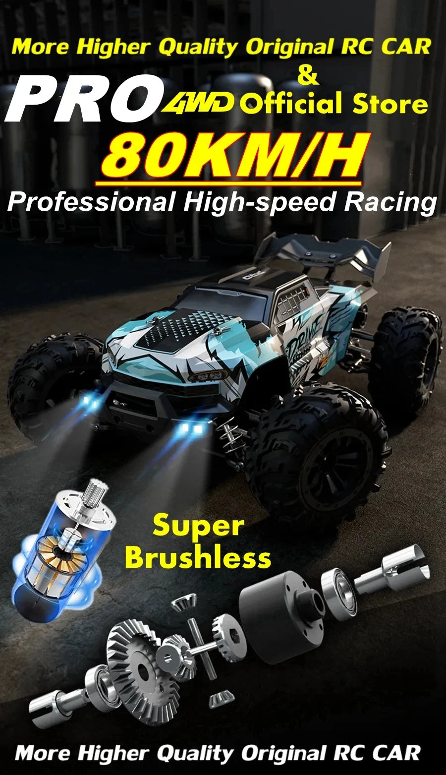 4WD Remote Control Car Off Road 4x4 RC High Speed Buggy Truck Super Brushless 50 or 80KM/H Fast Drift Racing Toy Kids Adults