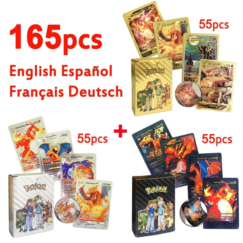Pokemon Cards Vmax GX Gold Foil Flash Card Colorful Game Battle Collection