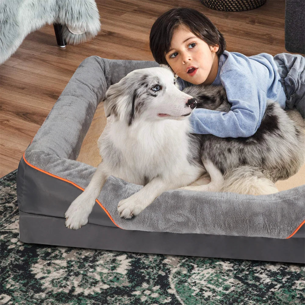 Jumbo Large Orthopedic Dog Bed Memory Foam Pet Sofa Couch Waterproof Elevated Cushion Warm & Removable Cover