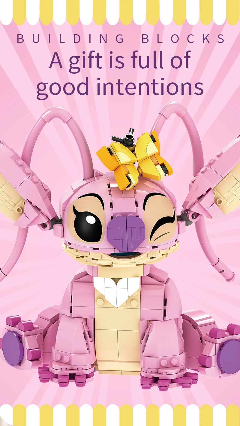 New Stitch Angel CP Building Blocks 2025 - Large Piece Cartoon Toys with Moving Ears Gift for Birthday