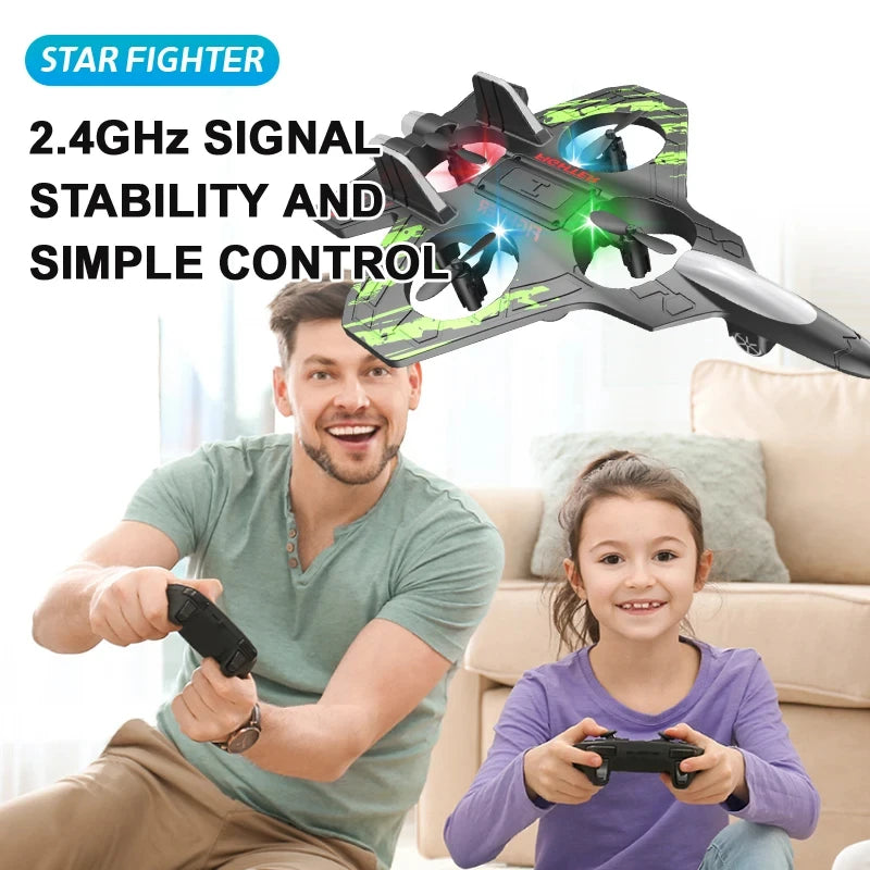 2.4G Remote Control Fighter Electric Foam Glider Stunt Tumbling UAV Helicopter with LED Lights