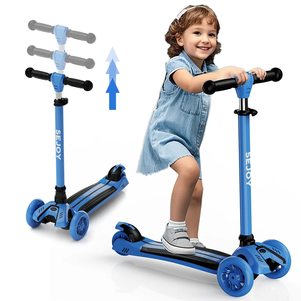 Sejoy Baby Scooter with LED Wheels Adjustable Height, Foldable Design & Dual Modes 2-8 Years