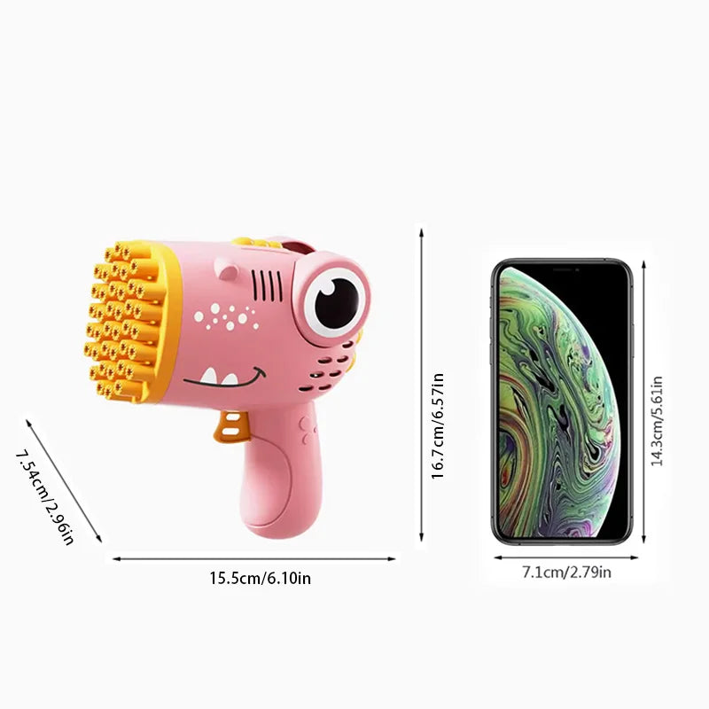 40 Hole Dinosaur Handheld Bubble Machine, Electric Bubble Gun Outdoor Toy