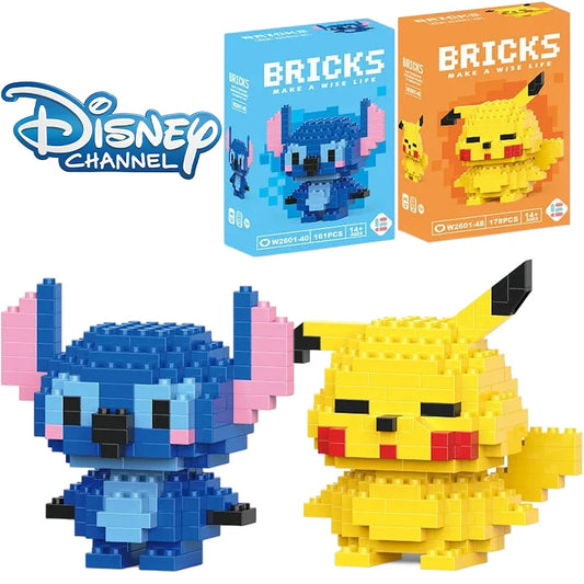 Disney LiLo Stitch Toys Building Blocks Pokeman Pikechu lega Anime Cartoon Character Model