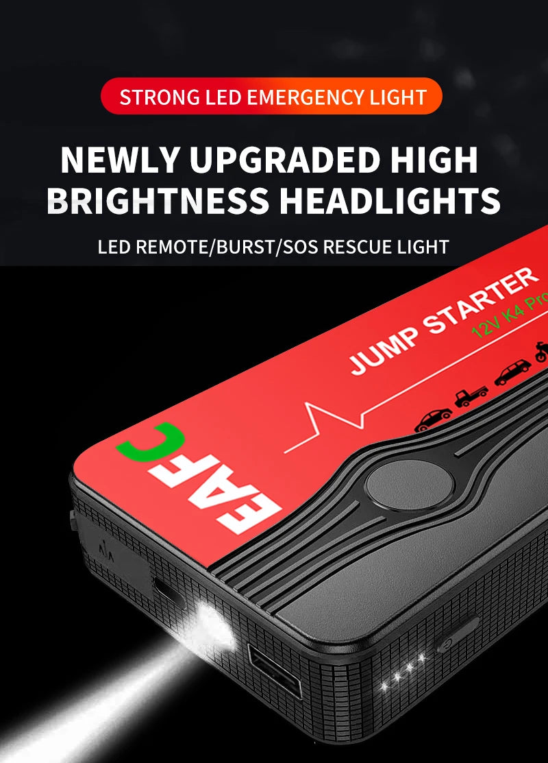 12V Car Jump Starter 600A-2000A Car Battery Starter Booster Emergency Start Portable Power Bank