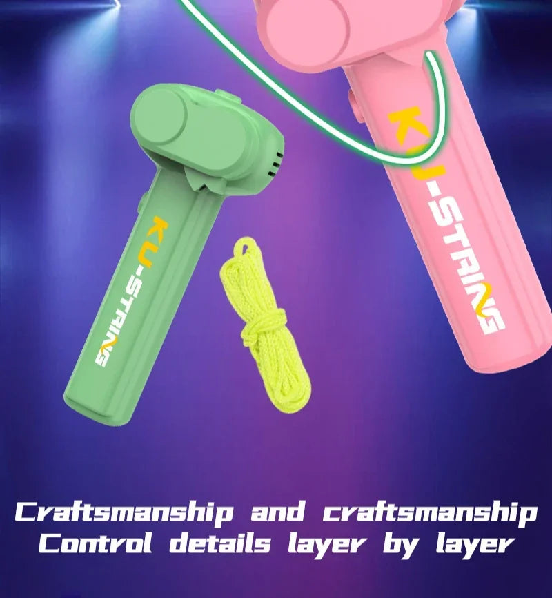Light Toy String Glow In The Dark String Rope Launcher Luminous Portable Handheld String Stress Relief Toys For Kids
