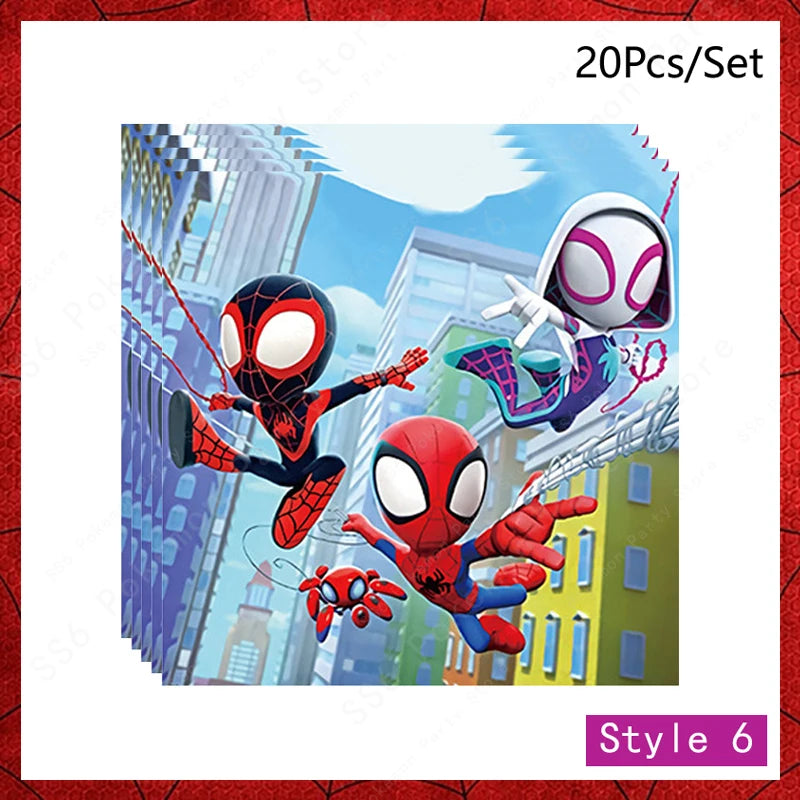 Spiderman Birthday Party Decorations Disposable Tableware Plate Cup Napkins Bags Supplies Set