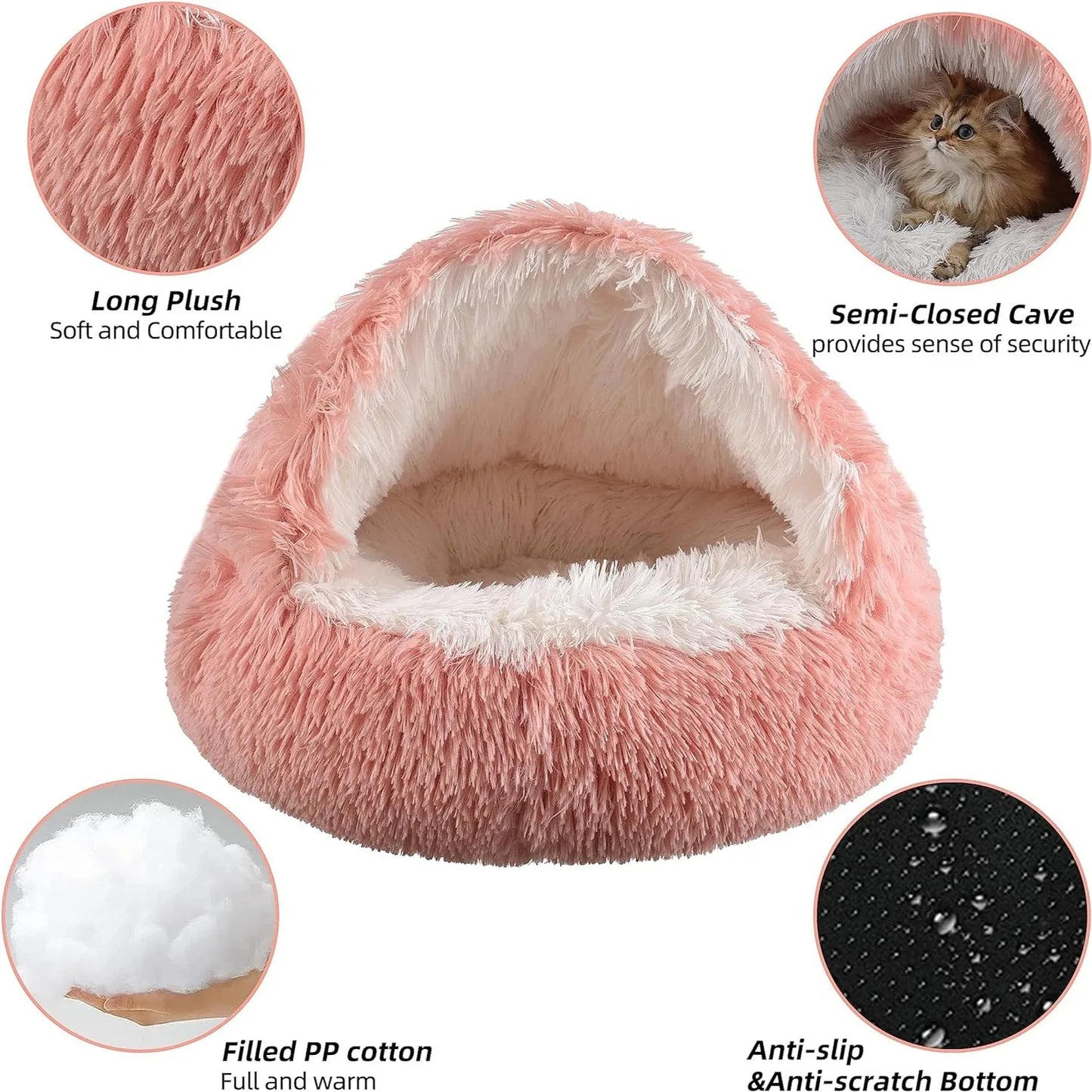 2 in 1 Soft Plush Pet Bed 50CM with Cover Round Pet Puppy Mattress for Small Dogs Cats