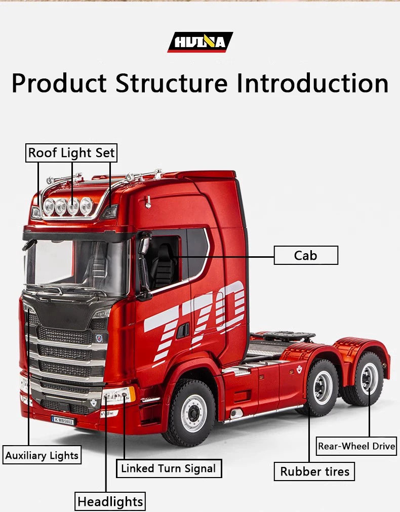 770S Alloy Tractor 19CH RC Truck 1/18 2.4G remote control Engineering Trailer Truck with Light and Sound Toys