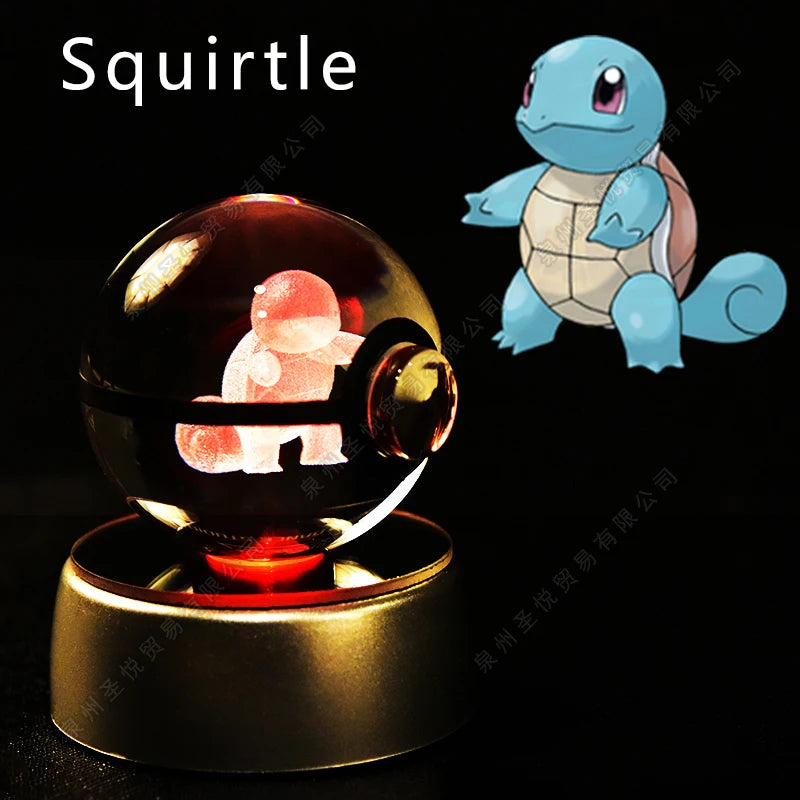 Pokemon Crystal Ball 3D Pikachu Gengar Mewtwo Night Light Lamp