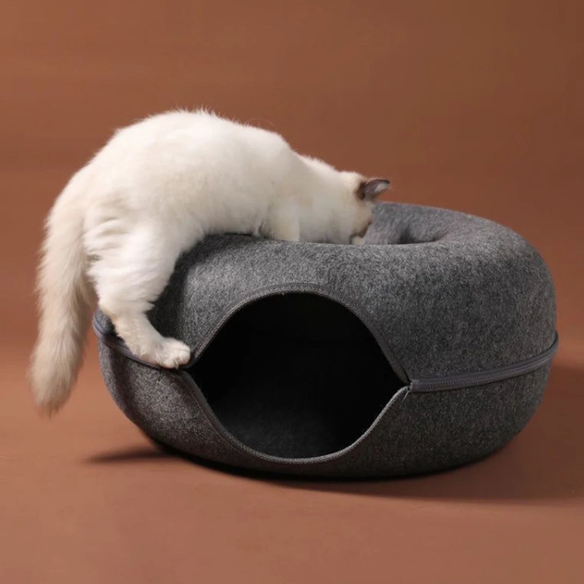 Interactive Round Small Cat Tunnel Nest Felt Kittens Bed House Scratcher
