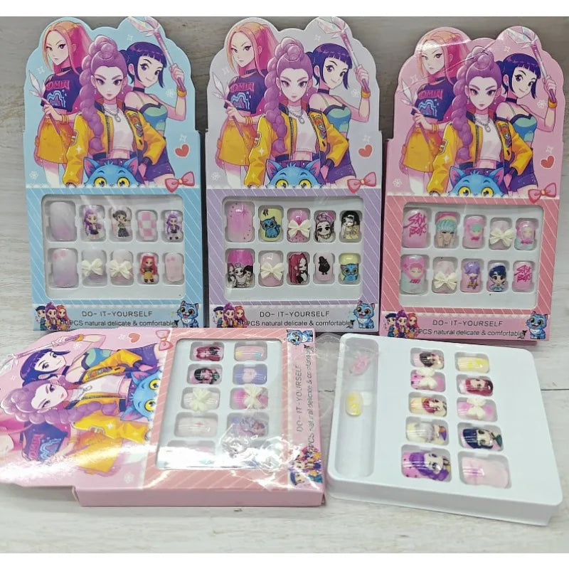 New Hot Kpop Demon Hunter Girl Group Boutique Children's Girls Exquisite Wearable Nail Stickers Toy