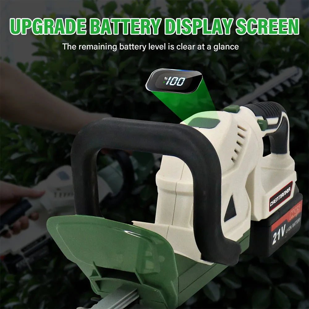 Brushless Cordless Electric Hedge Trimmer Garden Cutter with 2 Batteries