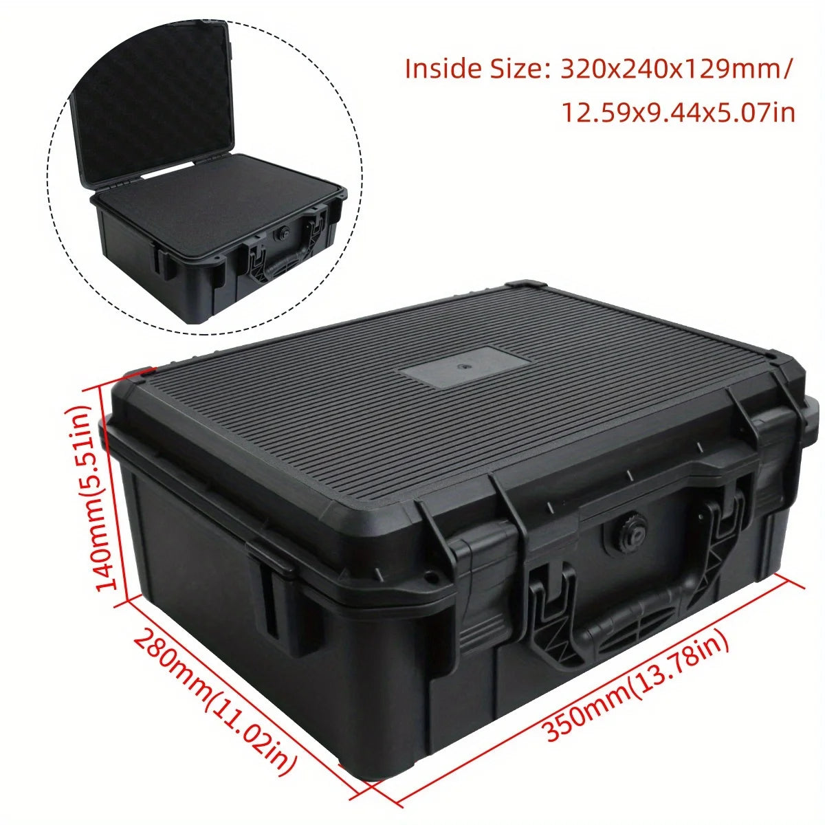 1pc Universal Portable Plastic Tool Box With Foam Insert Waterproof & Shockproof Hard Carrying Case With Pre-cut Sponge