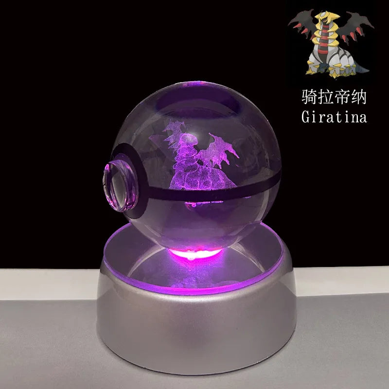 Pokemon 3D Crystal Ball Pikachu Gengar Eevee Mewtwo Anime Led Night Light