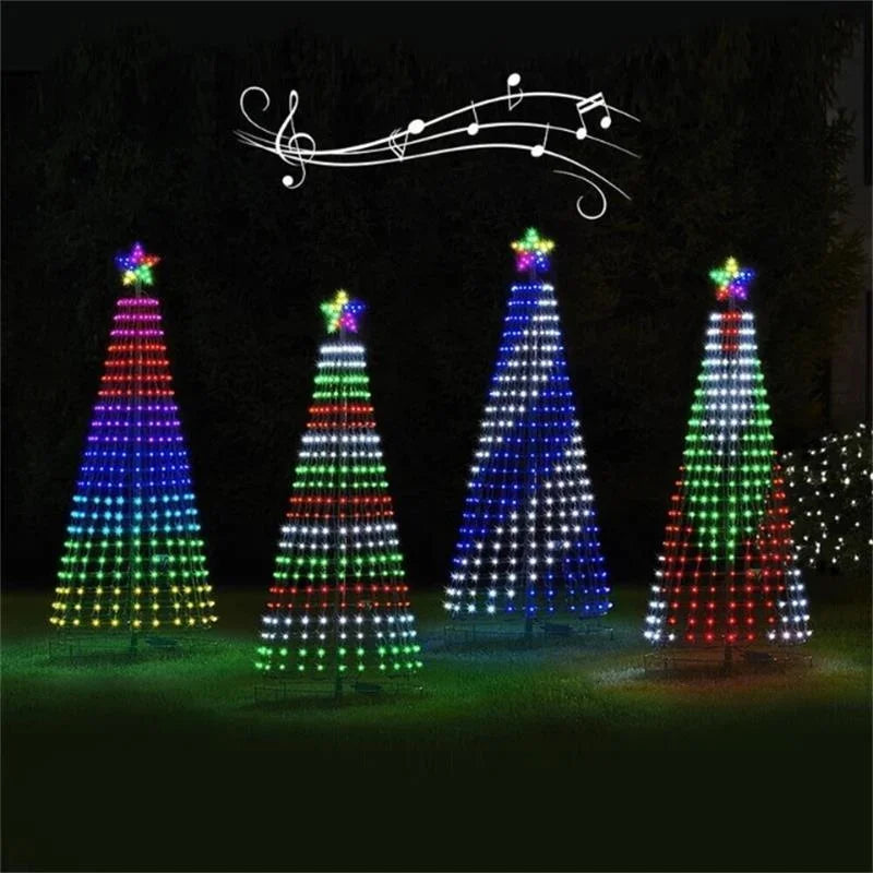 Control Christmas NEW LED Tree Indoor Outdoor Metal Ring Led String Decorative Light