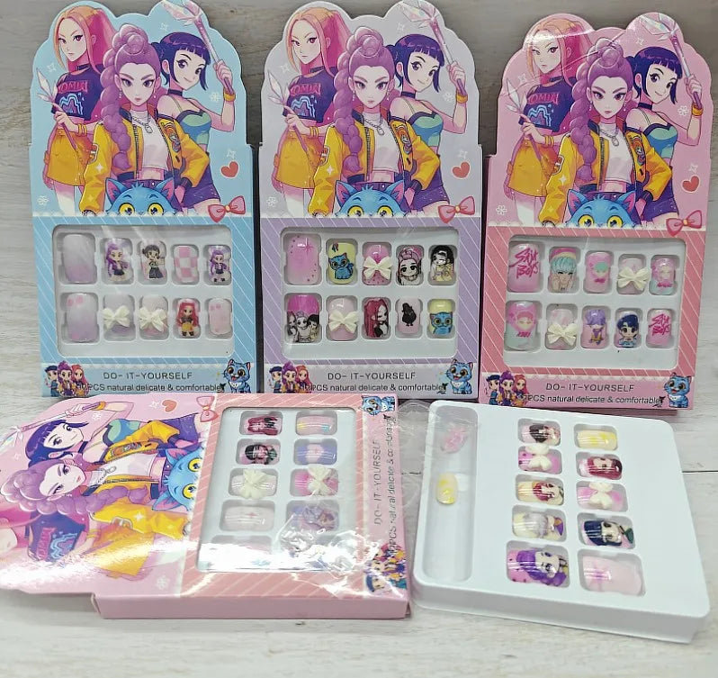 New Hot Kpop Demon Hunter Girl Group Boutique Children's Girls Exquisite Wearable Nail Stickers Toy