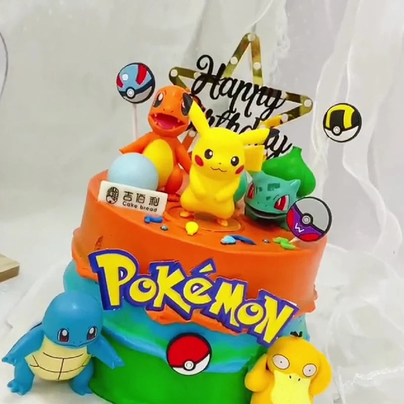 15Pcs/Set Pokemon Cake Topper Pikachu Anime Figure Party Birthday Pokemon Cake Decoration Supplies Ornaments