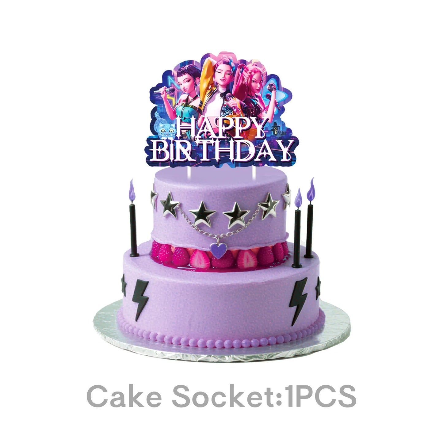 K-Ppop Demon Hunter Themed Birthday Disposable Paper Tableware with Cups Plates Cake Topper Favors BalloonGift Bag for Christmas