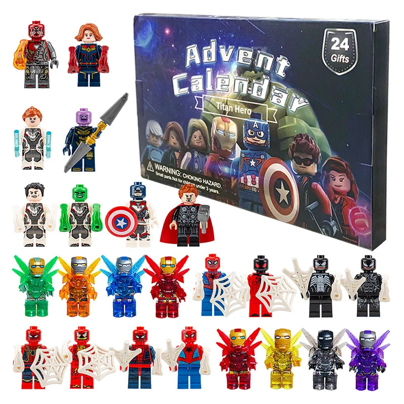 Disney Marvel Advent Calendar Box Anime Action Figure Model Building Blocks Christmas Kids Toys