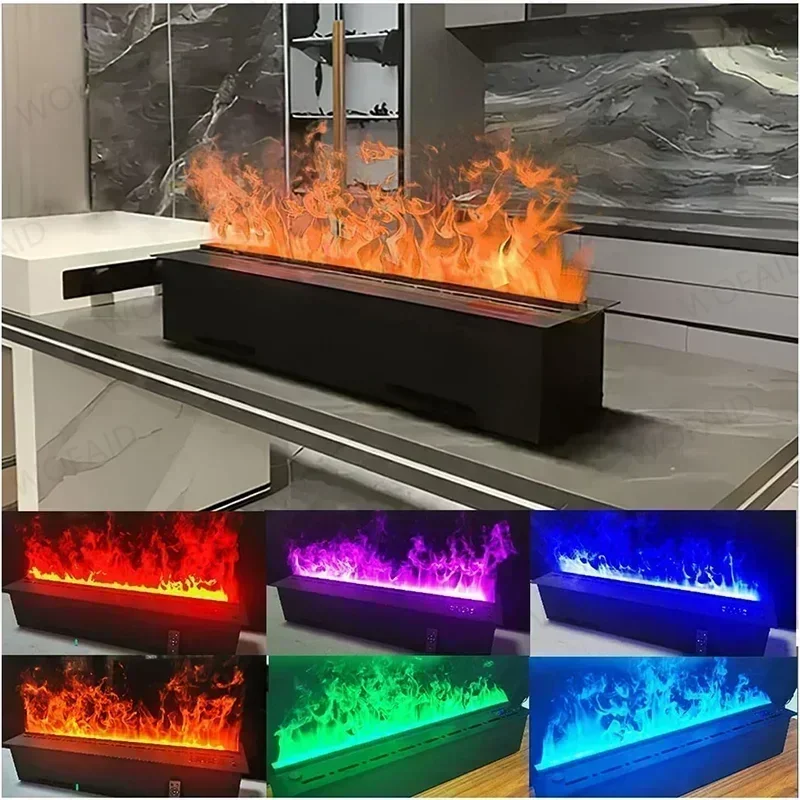 3D Vapor Electric Fireplace For Living Room Smart Simulated Flame Atomization App Control Fireplace TV Stand