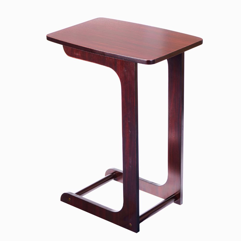 Compact C-Shaped Sofa Side Table in Mahogany or Oak