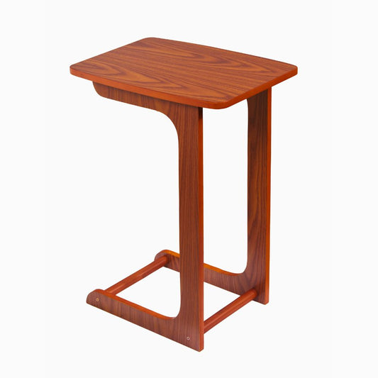 Compact C-Shaped Sofa Side Table in Mahogany or Oak