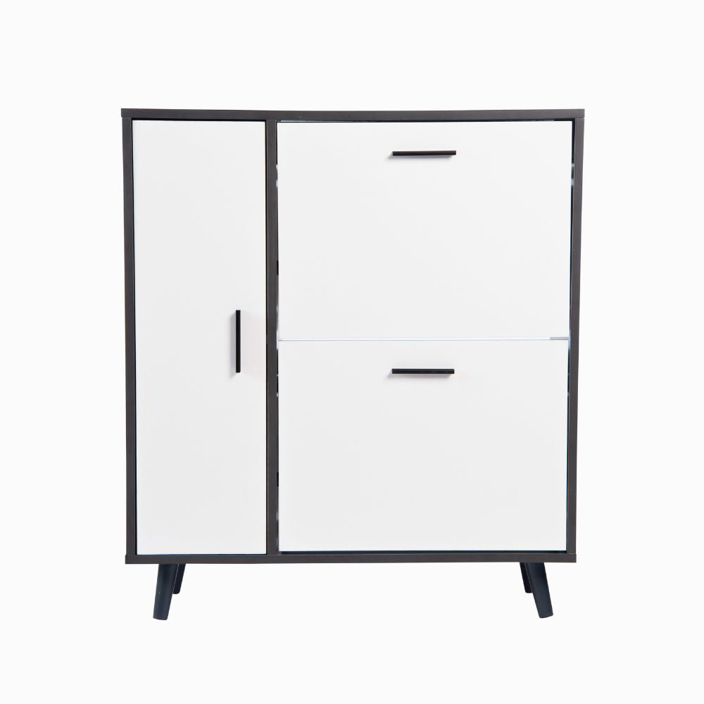 Modern Grey & White Shoe Storage Cabinet with Cupboard