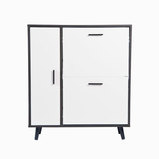 Modern Grey & White Shoe Storage Cabinet with Cupboard