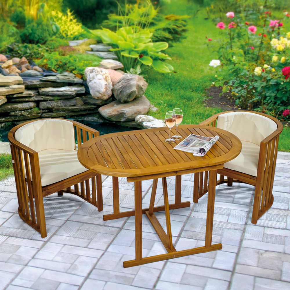 Chiltern Compact Acacia Wood Dining Bistro Set Outdoor